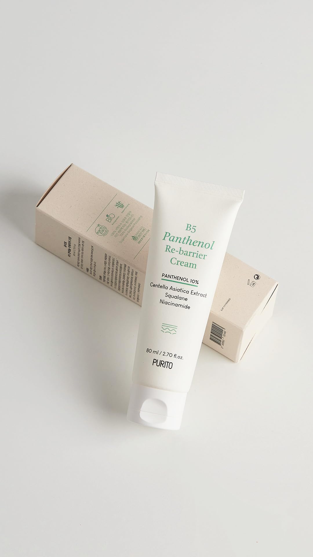 PURITO B5 Panthenol Re-barrier Cream 80ml 2.70fl. oz. Vegan & Cruelty-free rich moisturizing