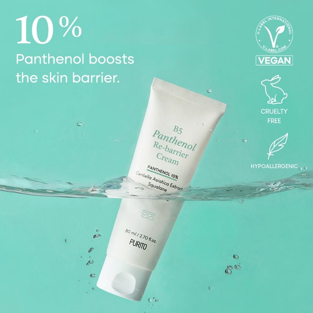 PURITO B5 Panthenol Re-barrier Cream 80ml 2.70fl. oz. Vegan & Cruelty-free rich moisturizing