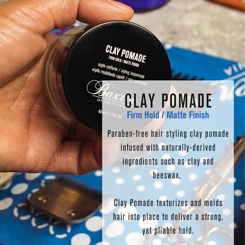 Baxter of California Clay Pomade - Natural Hair Firm Hold - Matte Finish - Styling Clay - All Day Style Protection - 2oz