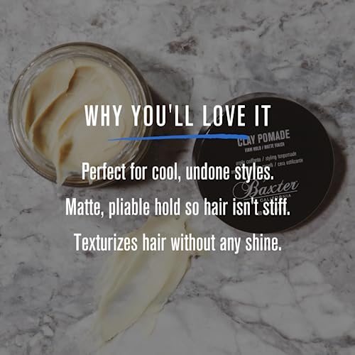 Baxter of California Clay Pomade - Natural Hair Firm Hold - Matte Finish - Styling Clay - All Day Style Protection - 2oz