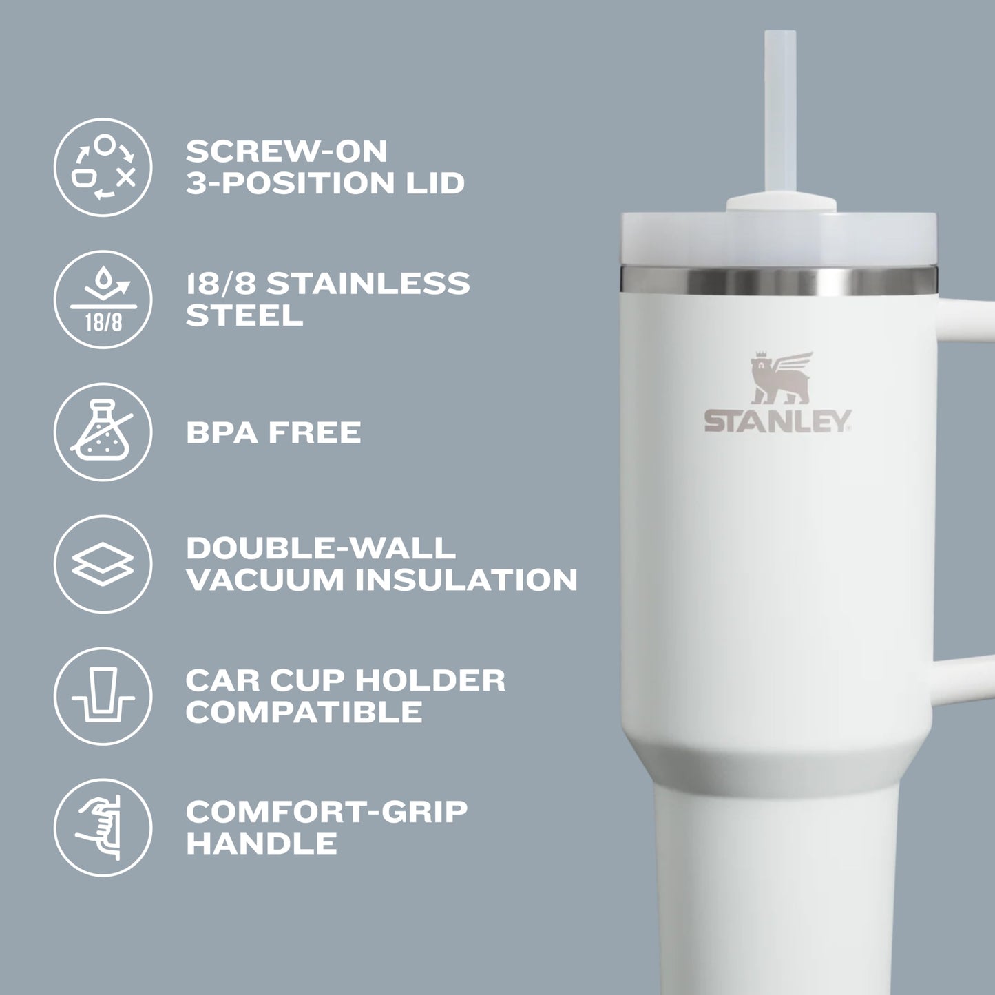 STANLEY Drinking_Cup Stanley Quencher H2.0 FlowState Tumbler, 1134 ml, Cream