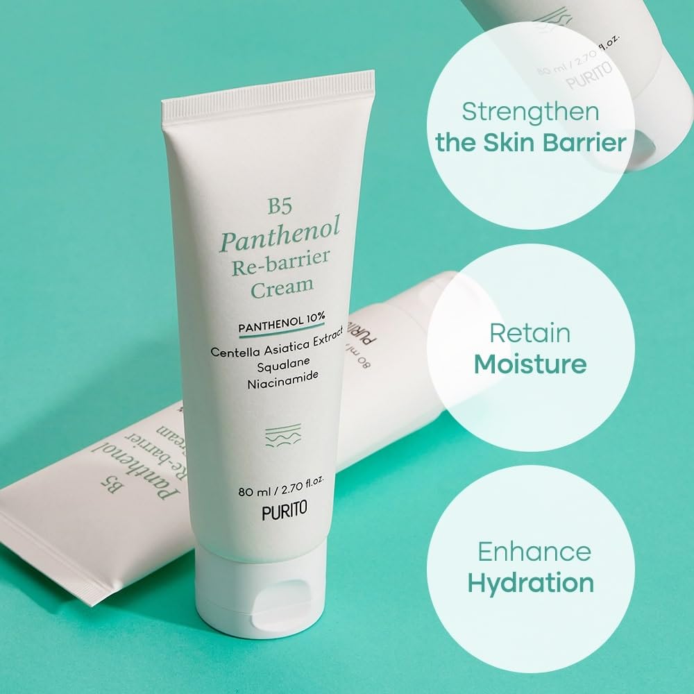 PURITO B5 Panthenol Re-barrier Cream 80ml 2.70fl. oz. Vegan & Cruelty-free rich moisturizing