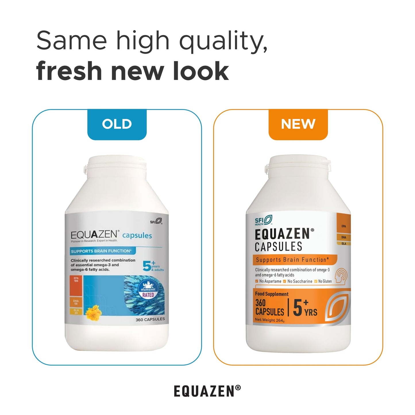 EQUAZEN Capsules | Omega 3 & 6 Fish Oil Supplement | Supports Brain Function | Blend of DHA, EPA & GLA | Suitable for Children 5+ to Adults