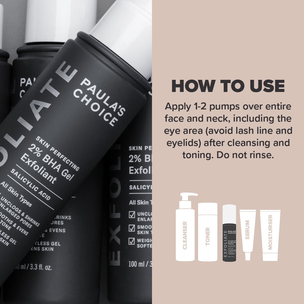 Paula's Choice SKIN PERFECTING 2% BHA Gel Exfoliant - Face Exfoliator Targets Blackheads & Enlarged Pores - Exfoliating Peel with Salicylic Acid - All Skin Types - 100 ml