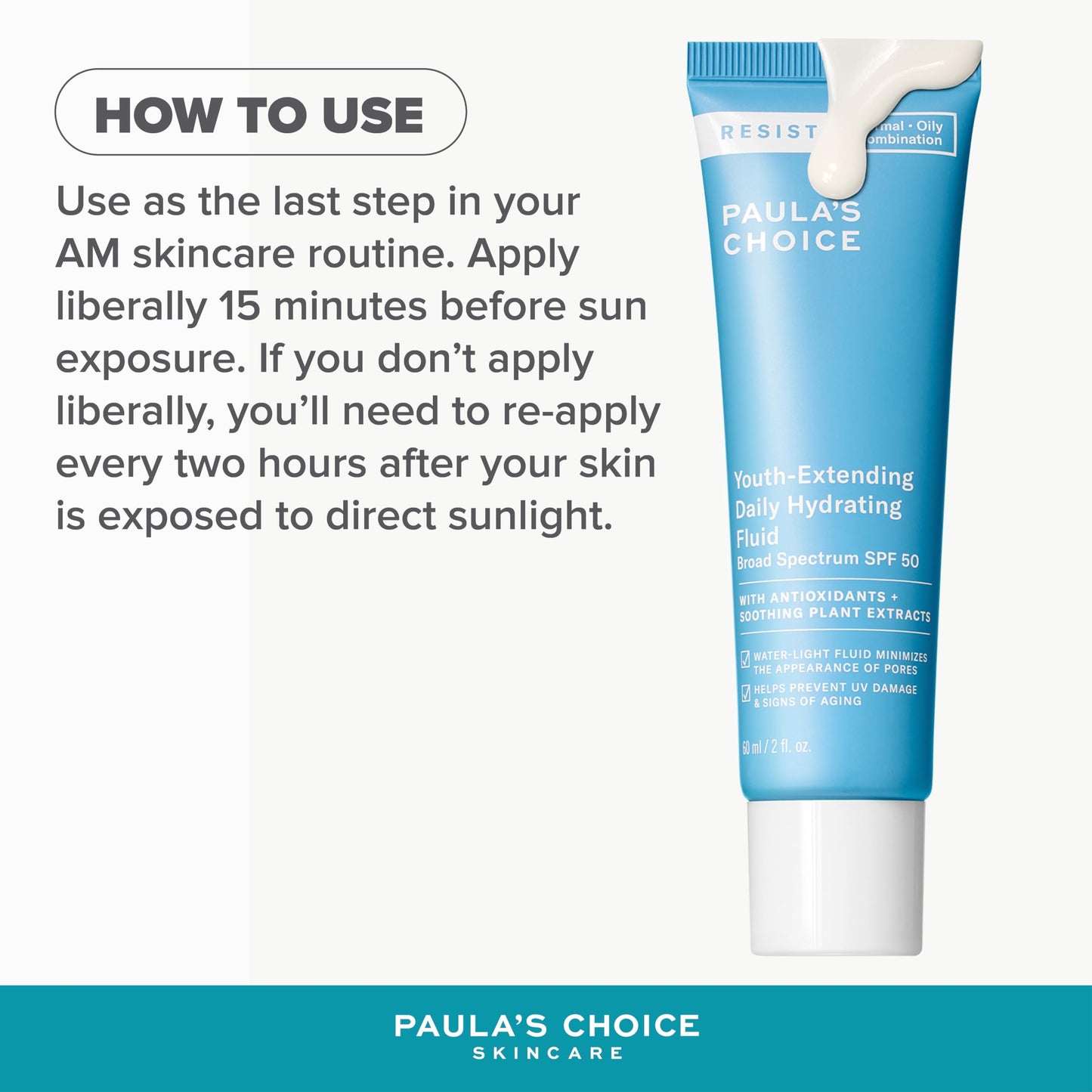 Paula’s Choice RESIST Moisturiser SPF 50 - Day Face Cream - Reduces Blackheads & Brown Spots - Suitable for Acne Prone Skin - with Sun Protection - Combination to Oily Skin - 60 ml