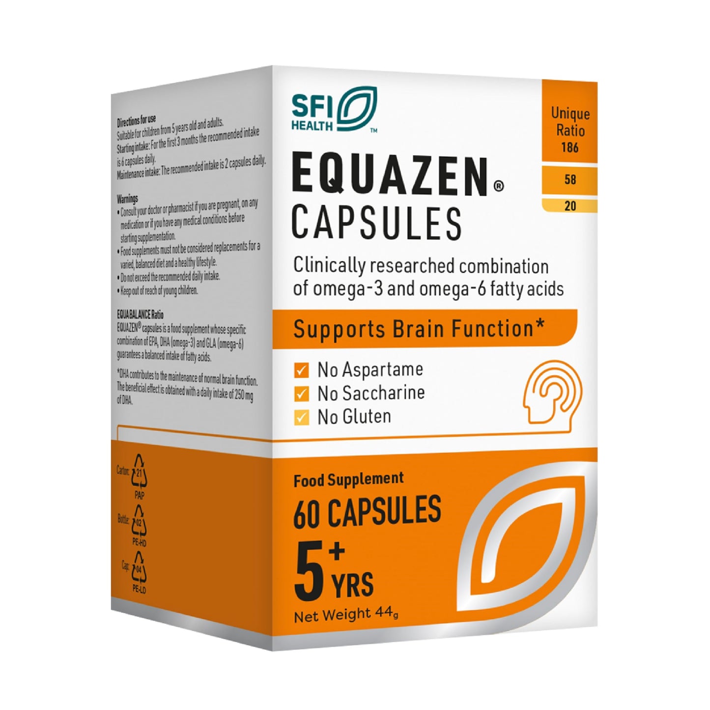 EQUAZEN Capsules | Omega 3 & 6 Fish Oil Supplement | Supports Brain Function | Blend of DHA, EPA & GLA | Suitable for Children 5+ to Adults